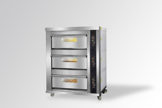 Electric / Gas 50kg/Hr 3 Decks 9 Trays Bread Deck Oven